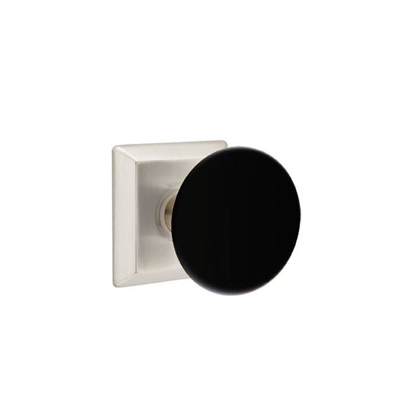 Double Dummy Ebony Knob with Quincy Rose, Satin Nickel