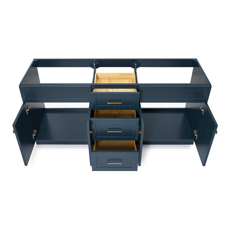 Paulla 72'' Double Bathroom Vanity Base Only, Midnight Blue