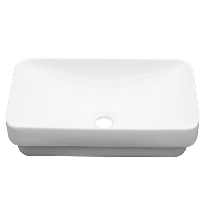 12"X19" White Ceramic Bathroom Sink With Modern Vessel Style, Stain- Finish, Polished Surface, Suitable For Restaurants Design, Ideal Schools
