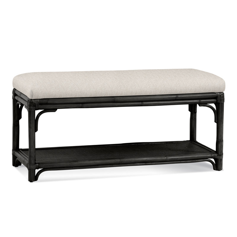 Summer Retreat Wicker Shelf Storage Bench, Celery, Snow Crypton Performance; 0884-91