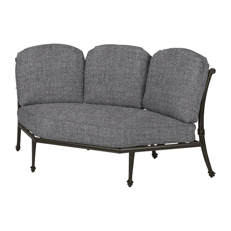 Grand Terrace Three-Back Corner Chair with Sunbrella Cushions, Cast Slate Sunbrella® Plainweave, Desert Bronze