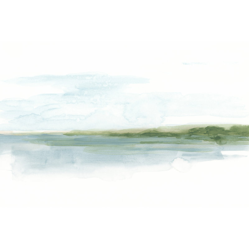 Green Ribbon Coast I by June Erica Vess - Wrapped Canvas Painting, 20cm H x 30cm W
