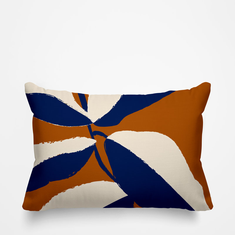 Coussin décoratif intérieur / extérieur en polyester filé Vani, Orange, H 18 po x l 25 po