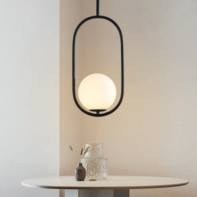1 - Light 7.87'' Dimmable Modern Unique/statement Single Oval Globe Pendant Light For Kitchen Island Dining Room, Matte Black