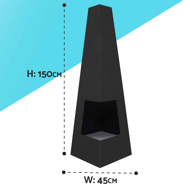 Gebke Square Steel Wood Burning Smokeless Chimnea, Black