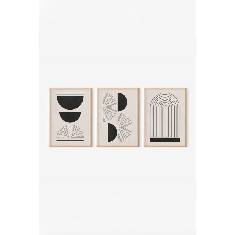 Ensemble de 3 peintures élégantes encadrées décoratives, 12,9 po x 18,9 po | Cadre 100% bois massif (épaisseur: 0,8 pouce), œuvre d'art 100% MDF | Impression numérique éclatante, parfaite pour la décoration de salon et de bureau