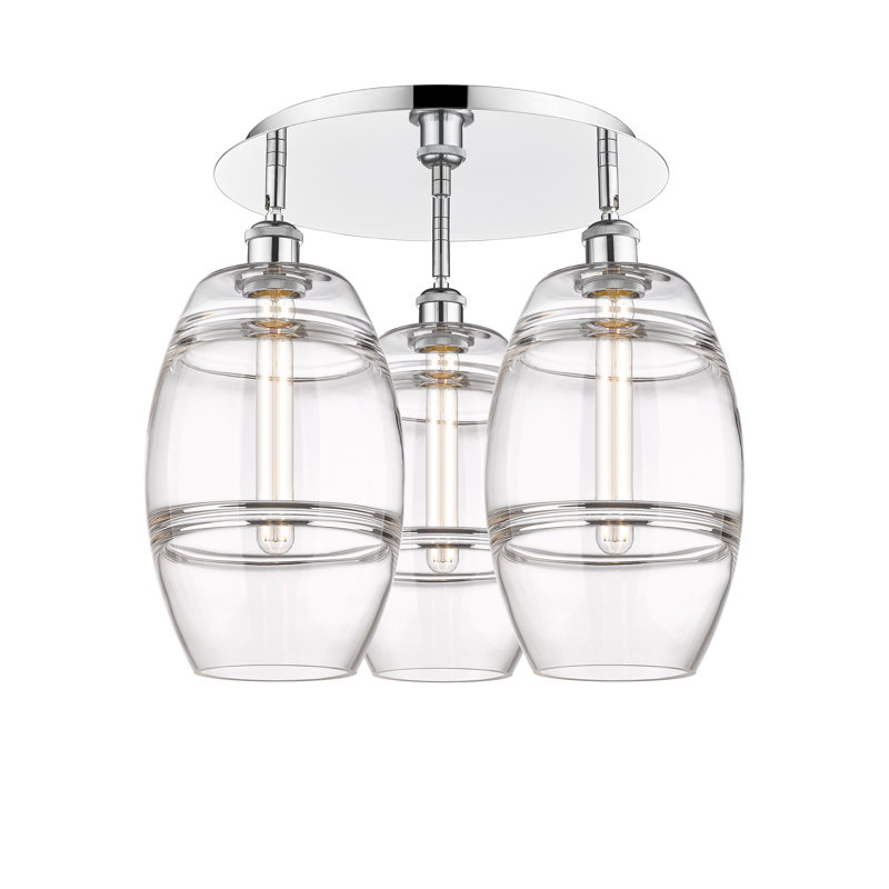 Plafonnier encastré Dundrod, Chrome poli, H 10,88 po x l 19,75 po x P 19,75 po, Transparent