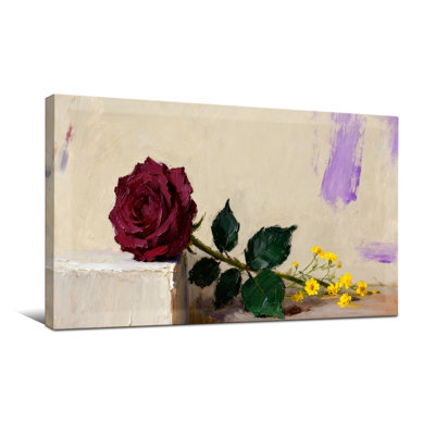Plants &Flowers Rose On Stone With Yellow Flowers
