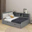 Lit plateforme double avec lit gigogne, tablettes et tête de lit-1233797551