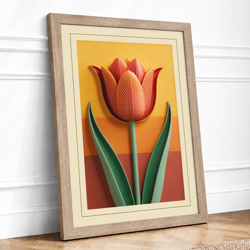 Single Stem Study Botanical - Framed Print, Oak, A3 - 42.0 x 29.7 cm