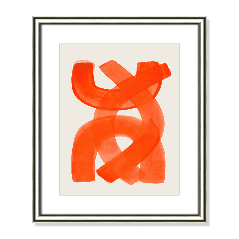 «Orange Strokes Print» par Haniff, Imprimé mat, Argent classique, L 17,25 po x H 20,25 po