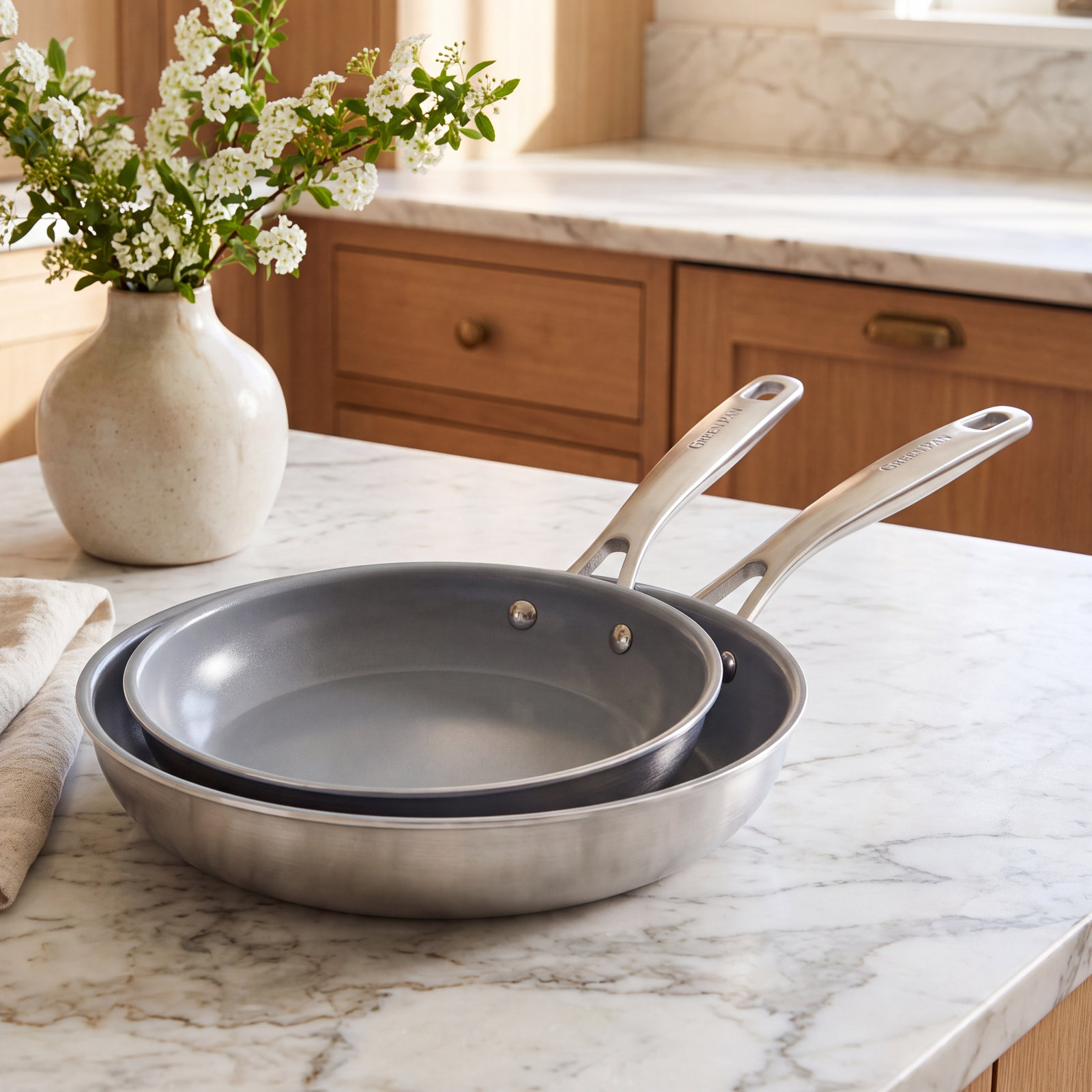 GreenPan Chatham Stainless 2-Piece Frying Pan Set