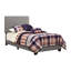 Lit simple gris moderne avec revêtement en similicuir et panneau de support de matelas de style moderne-247099263