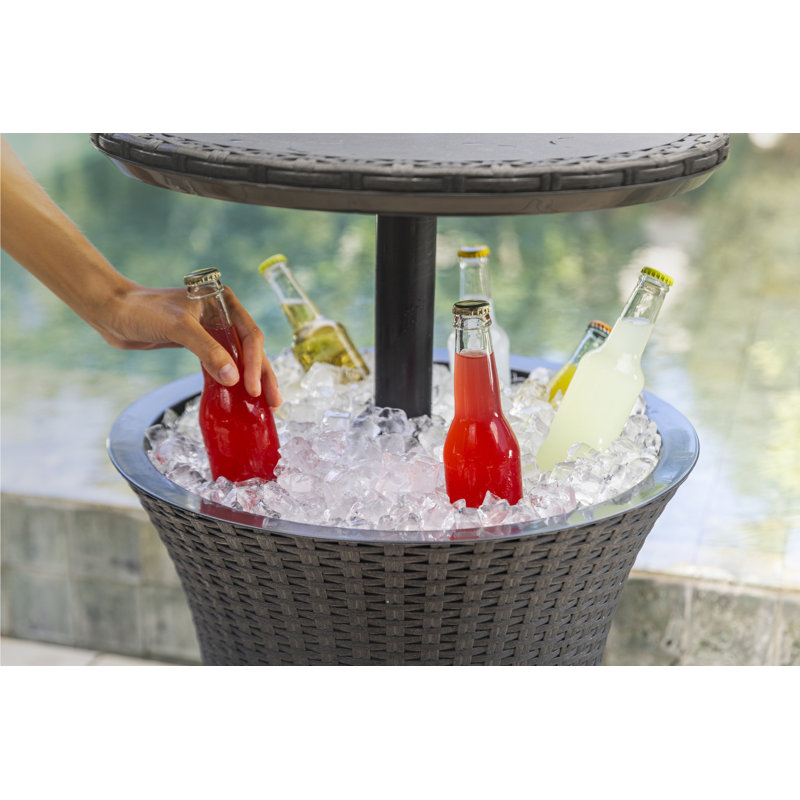 Artem Cool Bar Outdoor Patio Furniture and Side Table with 7.5 Gallon Beer and Wine Cooler Pop-up Cocktail Table 2in 1 Combo