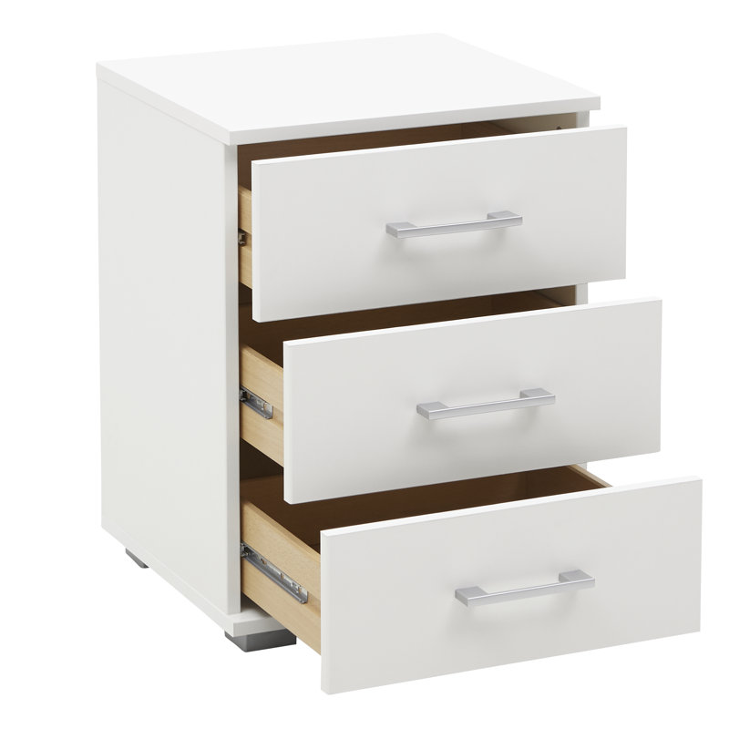 Sheard 41cm W Manufactured Wood Bedside Table, White