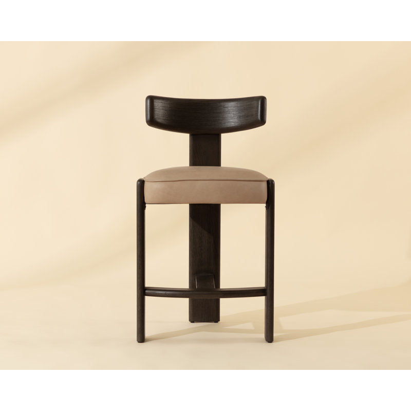 Tabouret de comptoir Horton - Brun foncé - Cuir sable Sahara