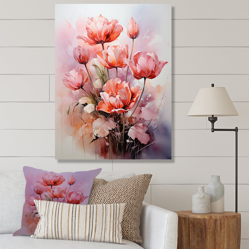 Tulipes rendues dans une palette monochromatique II sur toile, Toile tendue, 32" H x 16" W