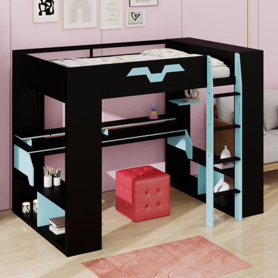 Stylish Loft Bed with Power Outlet, USB/Type-C Ports, Integrated  RGB Light