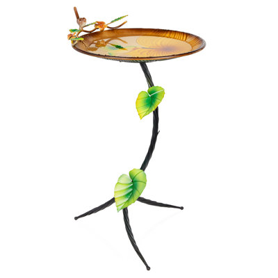 32"H Metal Hummingbird Birdbath with Stand