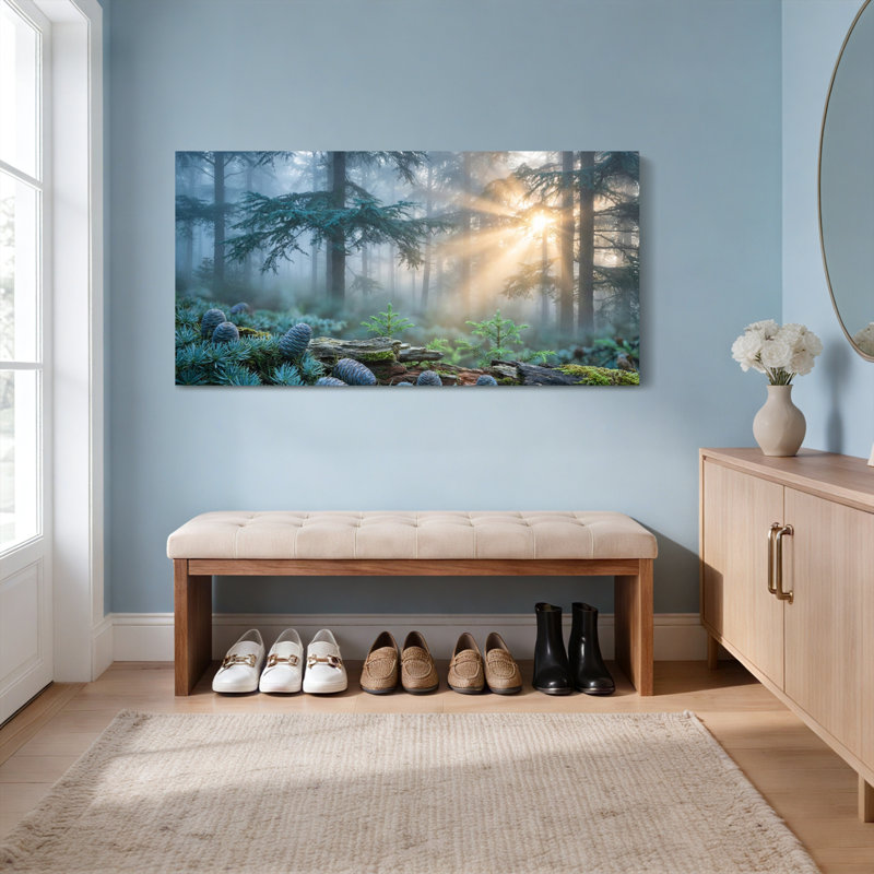 Ensemble de 1 tableau sur toile représentant un paysage de lever de soleil en forêt, 4824