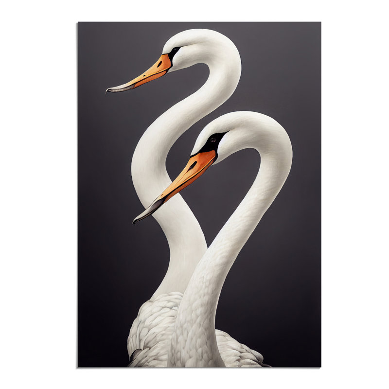 Two Pretty Swans - Wall Art, Paper, 42cm H x 29.7cm W x 3cm D, No Matte