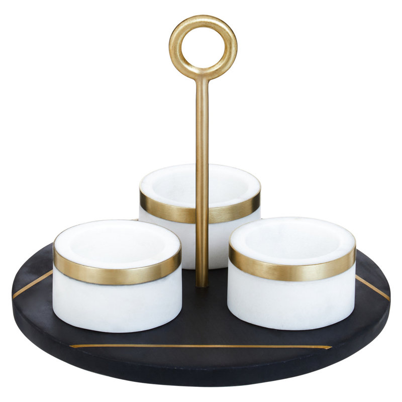 Shelese Ceramic Condiment Set, Black