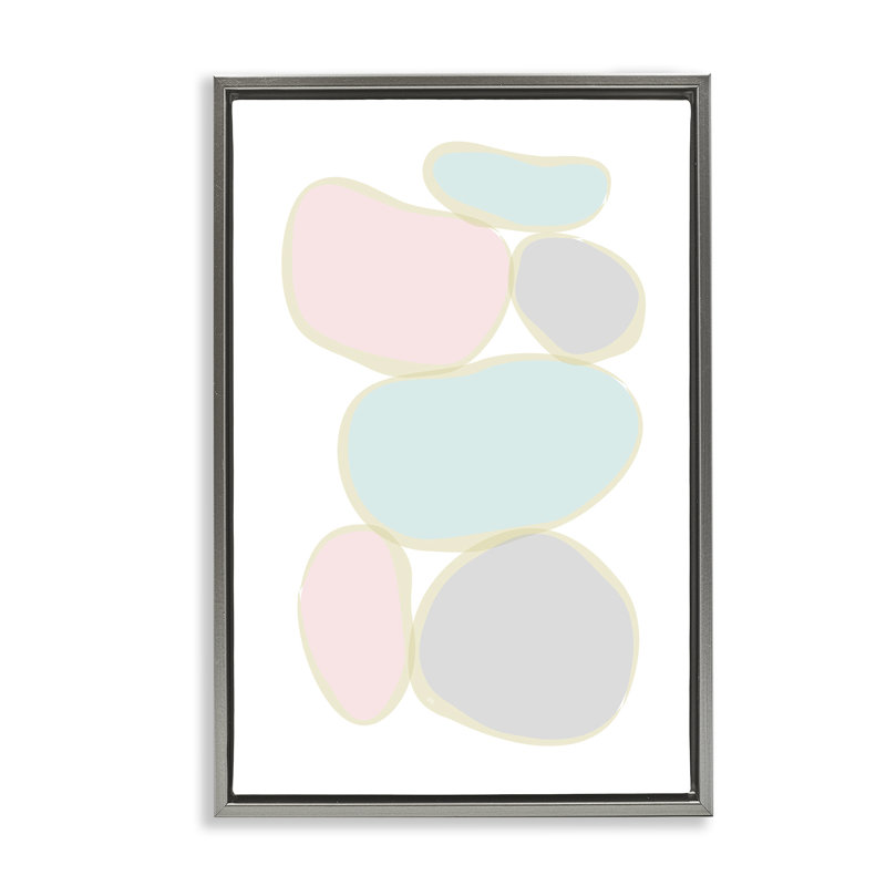 Toile circulaire de formes pastel par Martina Pavlova, Cadre flottant gris lustré, H 25 po x l 17 po x P 1,7 po