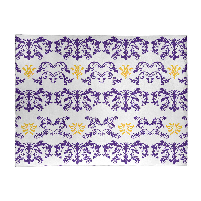 Tapis damassé blanc / mauve, Rectangle 9 pi x 12 pi