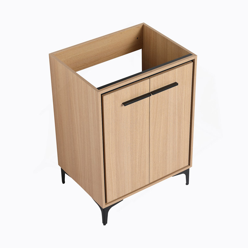 Armoire de rangement de salle de bain avec portes à fermeture douce, meuble-lavabo simple