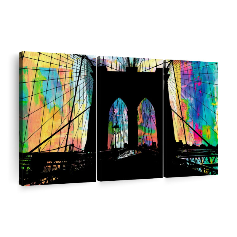 Impression sur toile Brooklyn Bridge I, H 32 po x l 50 po x P 1,25 po