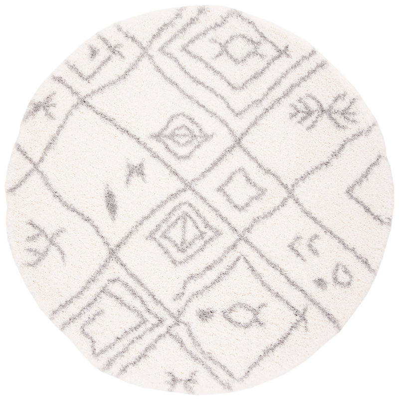 Almaden Shag 800 Performance Geometric Rug, Round 6'7"