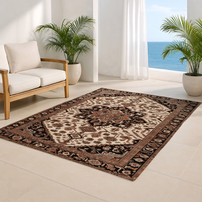Tapis d'intérieur et d'extérieur brun Persian