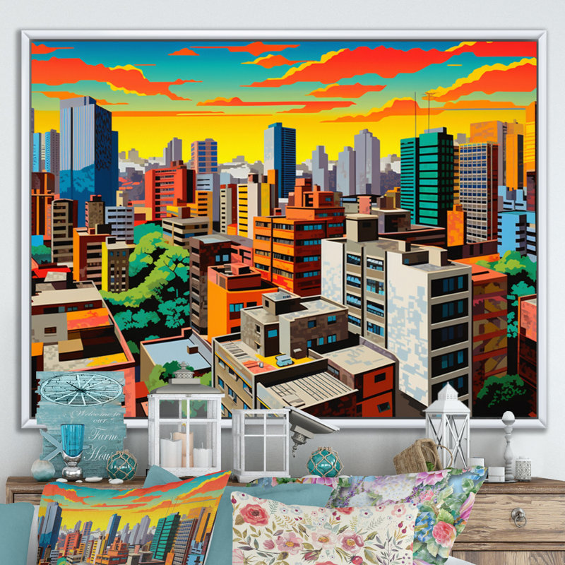 "Colorful Colorful", art urbain sur toile tendue, impression sur toile, H 34 po x l 44 po x P 1,5 po, Cadre flottant noir