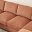 Canapé d'angle capitonné avec poufs amovibles, revêtement en velours côtelé, pieds noirs, canapé confortable avec poufs et rangement.