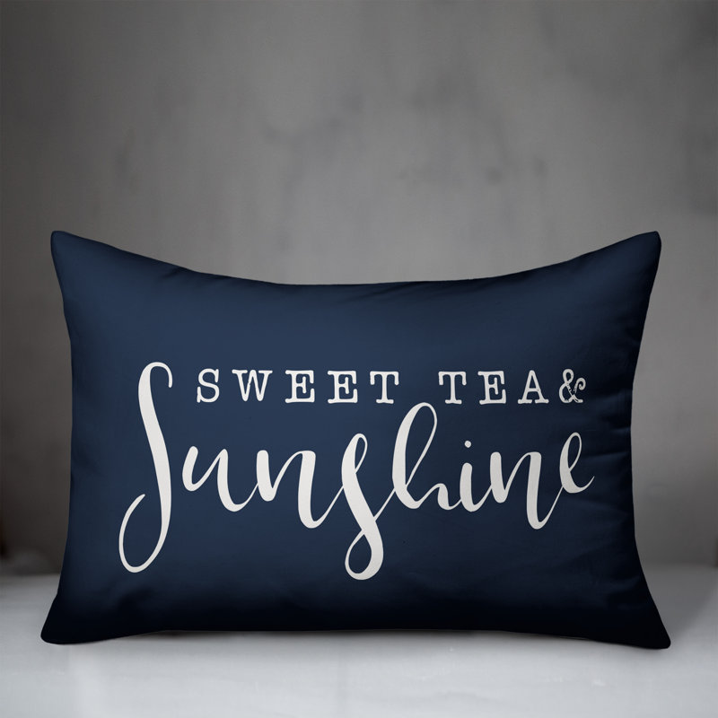 Textual Outdoor Throw Pillow, Navy