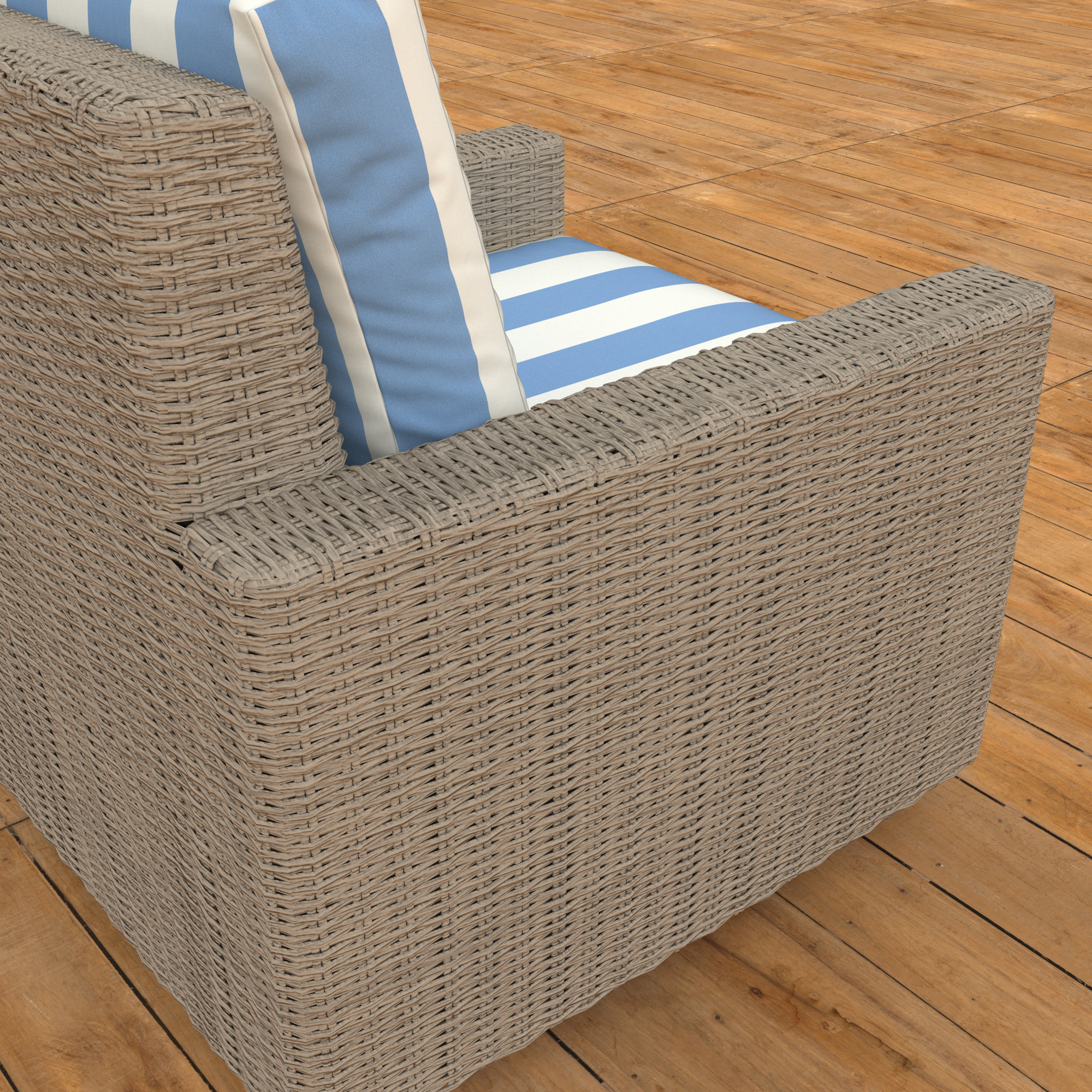 Outdoor Swivel Chair With Sunbrella Cushions, Refuge Ocean, Striped
