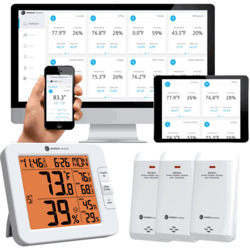 White Wireless Weather Station with Humidity Sensor