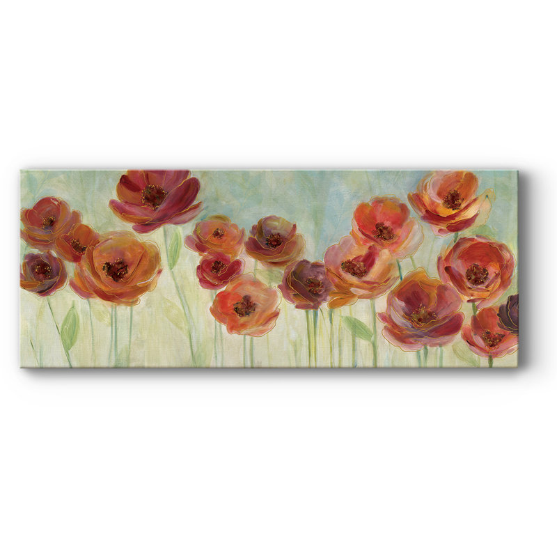 Coquelicots des prés sur toile, H 20 po x l 50 po x P 1,5 po