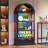 72" H  Arched China Cabinet with Glass Door ,4-Tier Curio Cabinet with RGB & Human Body Sensor-1002965709
