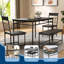 Ensemble de salle à manger 4 pièces pour 4 personnes - Table de cuisine en bois avec banc rembourré, 2 chaises et supports de rangement - Table de petit déjeuner moderne pour petits espaces, appartements, noir-1237162423