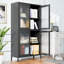 Armoire en métal avec tablettes réglables pour la décoration de bureau - Finition noire à 4 tablettes