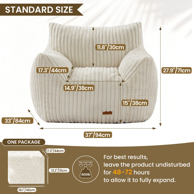 Fauteuil à billes Classic, H 27,9 po x l 37 po x P 33 po, Beige