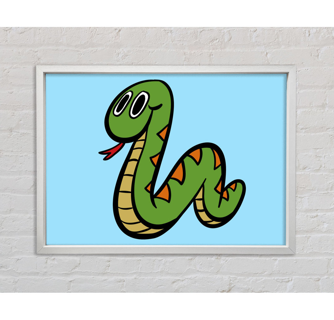 Gerahmtes Leinwandbild Cartoon Snake in Flieder