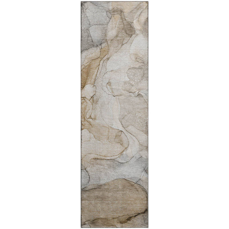 Premium Machine Washable Cerrito AMF512 Beige Rug, Runner 2'3" x 7'6"