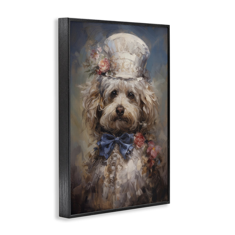 Époque victorienne Labradoodle, estampe numérique, design par Wumples, H 18 po x l 12 po, Giclée encadrée noir minuit