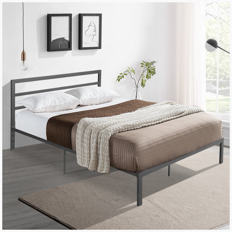 Downey Metal Platform Bed, Charcoal Gray