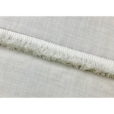 Double garniture blanche 100% lin frange brossée