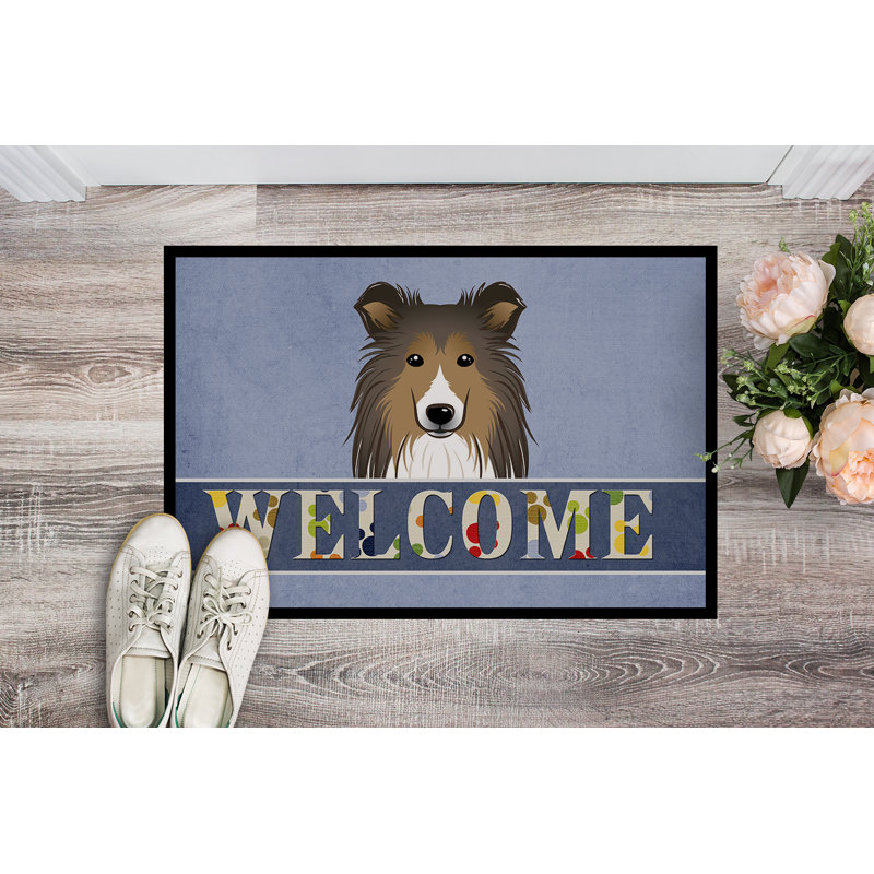 Tapis d'extérieur antidérapant Tonsina Sheltie Welcome, Rectangle 1 pi 6 po x 2 pi 3 po