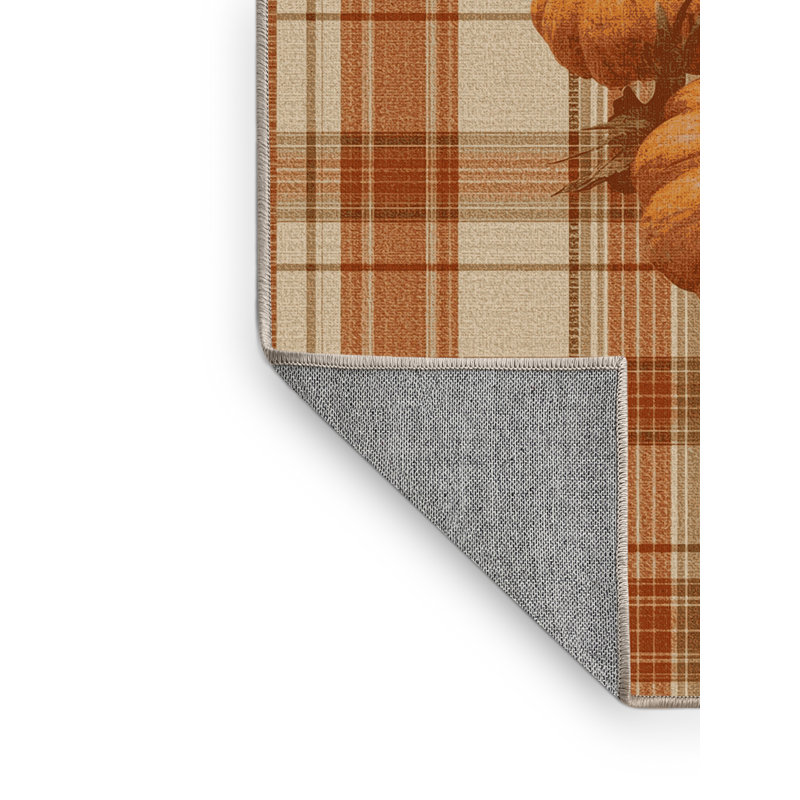 Machine Washable Ritner Thanksgiving Modern & Contemporary Abstract Rug in Brown – Beige Binding, 8x10