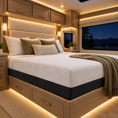 Matelas en mousse viscoélastique gélifiée LUMERIS avec housse régulatrice de température à changement de phase, couches de confort ventilées et support soulageant la pression